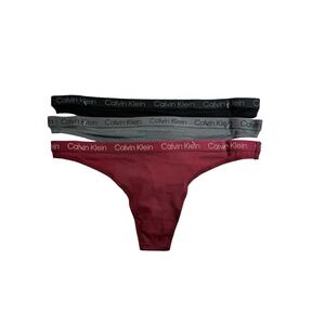 Calvin Klein Thong Women S Multi NWT 3 Pack Logo Waistband Cotton Stretch Panty